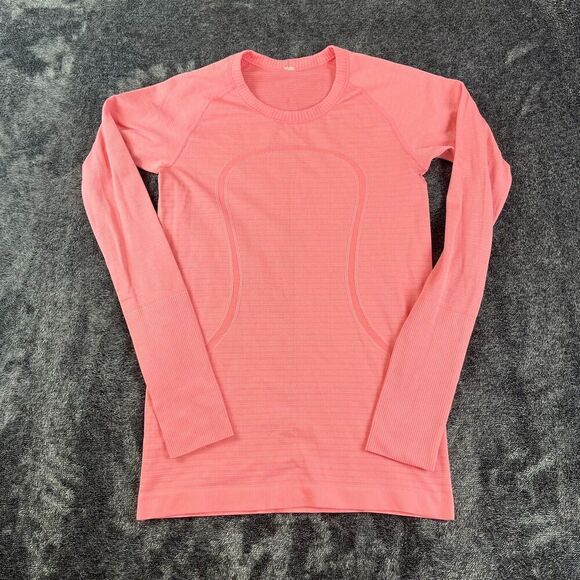 Lululemon Swiftly Tech Long Sleeve Thumb Hole Pink Striped Women's 6 Running - Picture 1 of 12